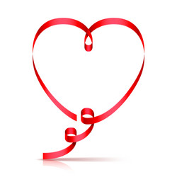 Valentines day red heart shaped ribbon Royalty Free Vector