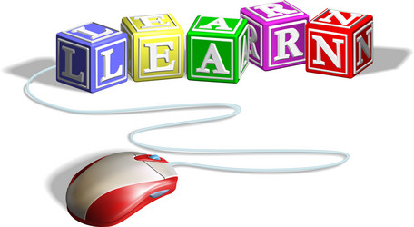 mouse and learn blocks concept vector image