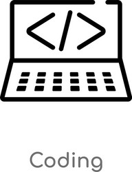 outline coding icon isolated black simple line vector image