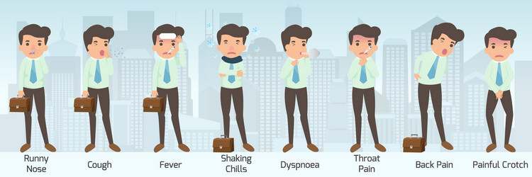 Businessman have a sickness in various pose vector