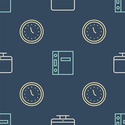 set line computer monitor screen clock and office vector image