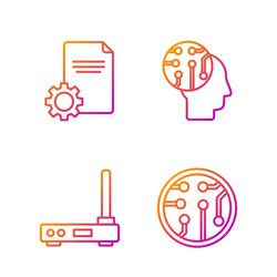 set line processor router and wi-fi signal file vector image
