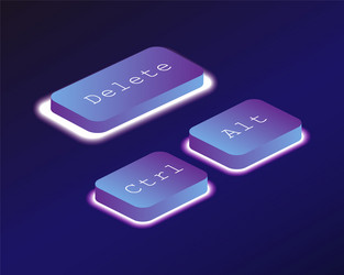 capslock covered with a neon backlit keyboard vector