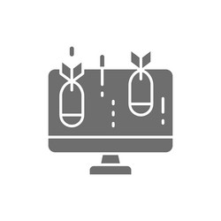 Computer with bomb virus grey icon vector