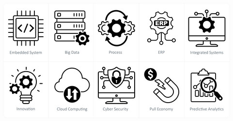 a set of 10 industrial icons as embedded system vector image