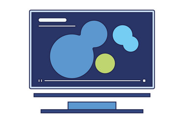isolated computer monitor with a video player app vector image
