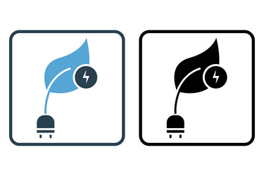 Green energy icon leaf with electricity vector