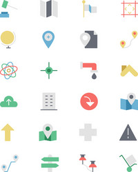 Map and navigation colored icons 3 vector