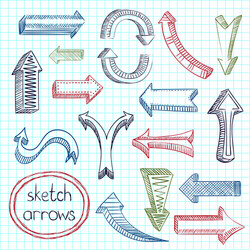Navigation Arrow Sketch Set vector image