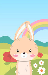 Rabbit at lawn banner vector