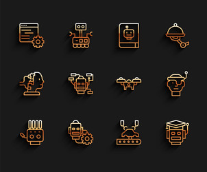 set line mechanical robot hand setting vector image