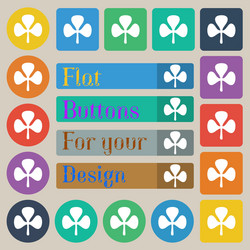 Clover icon sign set of twenty colored flat round vector