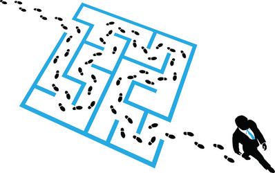 Maze Solution: Finding a Path vector image