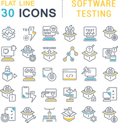 set line icons software testing vector