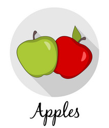 two apples with long shadow caption isolated vector image