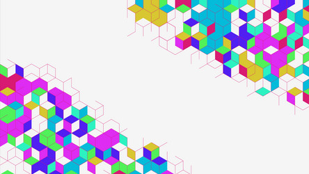 Colorful geometric pattern with cubes and hexagons vector