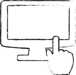 computer with hand pointer icon image vector image