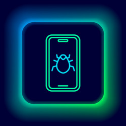 glowing neon line system bug on mobile icon vector image