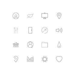 user interface simple linear icons set outlined vector image
