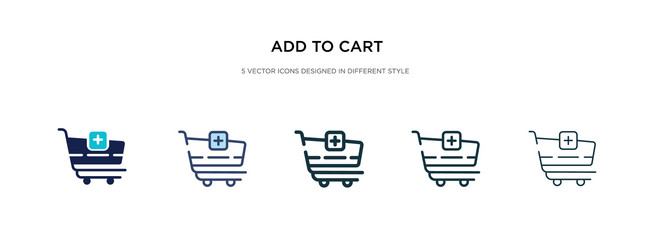 add to cart icon in different style two colored vector image
