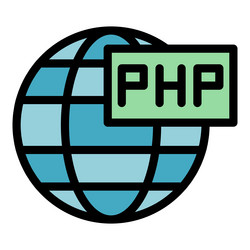 Global php icon flat vector