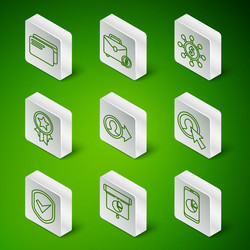 set line mobile phone with graph chart vector image