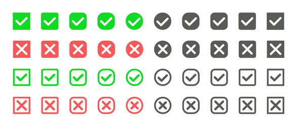 Checkmark and Cross Icon Set vector image