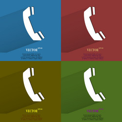 Color set phone flat modern web button with long vector