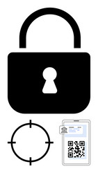 digital security concept showing padlock qr code vector image