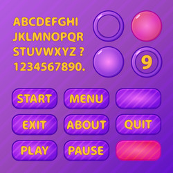 game menu buttons - ui elements and font for vector image