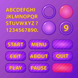 Game menu buttons - ui elements and font for vector