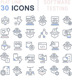 set line icons software testing vector image