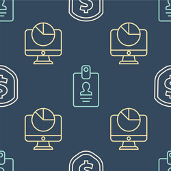 set line shield with dollar computer monitor vector image