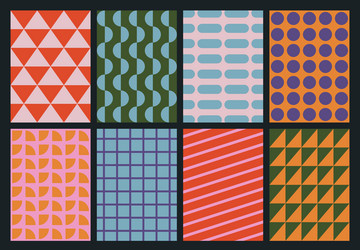 set of colorful geometric backgrounds minimalist vector image