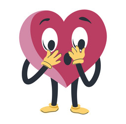 shocked or surprised heart character gasping vector