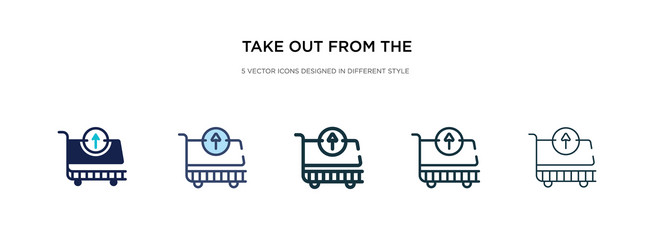 Take out from cart icon in different style vector