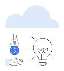 cloud computing concept with coins light bulb vector image