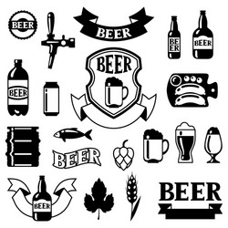 set badges and labels with beer objects vector image