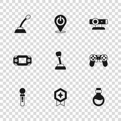 set game rating with medal controller or joystick vector image
