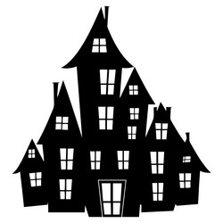 halloween haunted house ghost mansion silhouettes vector