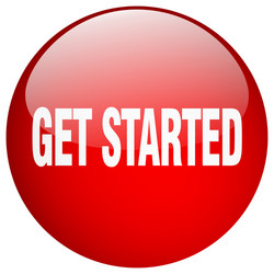 get started red round gel isolated push button vector image