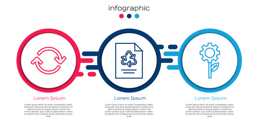 set line refresh paper with recycle and leaf vector image