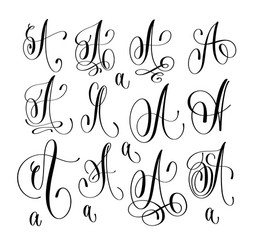 Calligraphy lettering script font s set hand Vector Image