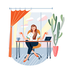 calm meditation of woman in office girl sitting Vector Image