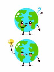 happy cute earth planet with question mark vector