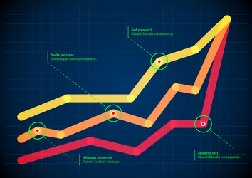 intersecting graph lines with round pointers vector image