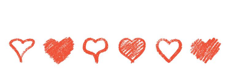 red crayon heart collection with textured effect Vector Image