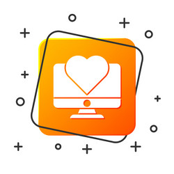 white computer monitor with heart icon isolated vector