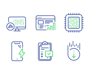 cpu processor smartphone charging and checklist vector image