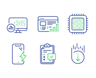 Cpu processor smartphone charging and checklist vector
